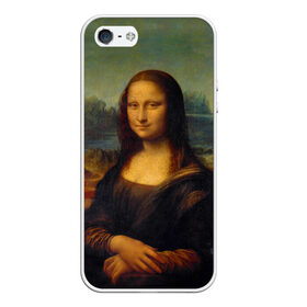 Чехол для Apple iPhone 5/5S силиконовый с принтом Леонардо да Винчи - Мона Лиза в Новосибирске, Силикон | Область печати: задняя сторона чехла, без боковых панелей | Тематика изображения на принте: картина | леонардо да винчи | лиза | мона | мона лиза | художник