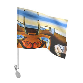 Флаг для автомобиля с принтом Сальвадор Дали - Постоянство Памяти в Новосибирске, 100% полиэстер | Размер: 30*21 см | dali | время | дали | картина | постоянство памяти | сальвадор | текучесть | художник | часы