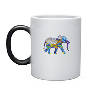 Кружка хамелеон с принтом Слон. Мозаика. Индия в Новосибирске, керамика | меняет цвет при нагревании, емкость 330 мл | индия | мозаика | слон