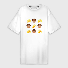 Платье-футболка хлопок с принтом Обезьяна и банан в Новосибирске,  |  | банан