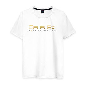 Мужская футболка хлопок с принтом Deus Ex Mankind Divided в Новосибирске, 100% хлопок | прямой крой, круглый вырез горловины, длина до линии бедер, слегка спущенное плечо. | deus ex mankind divided human revolution