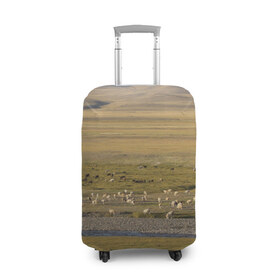 Чехол для чемодана 3D с принтом Долина жизни в Новосибирске, 86% полиэфир, 14% спандекс | двустороннее нанесение принта, прорези для ручек и колес | алтай | горы | долина | камни | пастбище в горной долинеживотные | пески | пустыни | рек