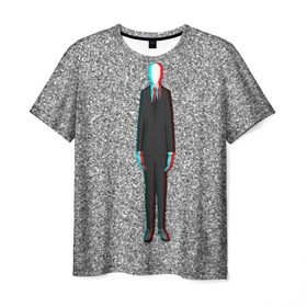 Мужская футболка 3D с принтом Слендер в Новосибирске, 100% полиэфир | прямой крой, круглый вырез горловины, длина до линии бедер | man | slender | тонкий | хоррор | худой