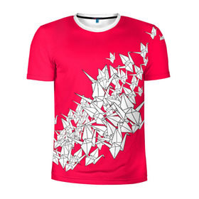 Мужская футболка 3D спортивная с принтом 1000 Cranes в Новосибирске, 100% полиэстер с улучшенными характеристиками | приталенный силуэт, круглая горловина, широкие плечи, сужается к линии бедра | 1000 cranes | cranes | paper | бумага | бумажные | журавли | журавлики | оригами