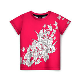 Детская футболка 3D с принтом 1000 Cranes в Новосибирске, 100% гипоаллергенный полиэфир | прямой крой, круглый вырез горловины, длина до линии бедер, чуть спущенное плечо, ткань немного тянется | 1000 cranes | cranes | paper | бумага | бумажные | журавли | журавлики | оригами