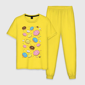 Мужская пижама хлопок с принтом Пончики в Новосибирске, 100% хлопок | брюки и футболка прямого кроя, без карманов, на брюках мягкая резинка на поясе и по низу штанин
 | гомер