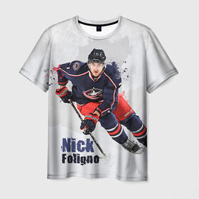 Мужская футболка 3D с принтом Ник Фолиньо в Новосибирске, 100% полиэфир | прямой крой, круглый вырез горловины, длина до линии бедер | капитан | ник фолиньо | спорт | хоккей