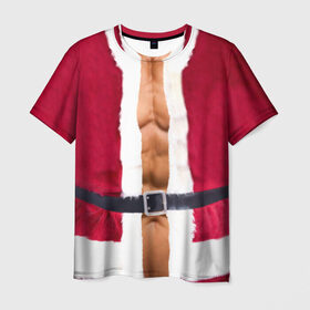 Мужская футболка 3D с принтом Костюм Деда Мороза в Новосибирске, 100% полиэфир | прямой крой, круглый вырез горловины, длина до линии бедер | christmas | new year | дед мороз | костюм | с новым годом | санта клаус | тело | торс