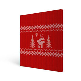 Холст квадратный с принтом Свитер с оленями в Новосибирске, 100% ПВХ |  | deer | new year | sweater | winter | зима | новый год | олени | рождество | с новым годом | сhristmas | свитер