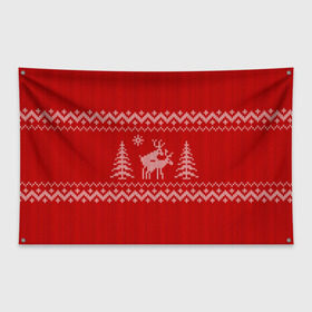 Флаг-баннер с принтом Свитер с оленями в Новосибирске, 100% полиэстер | размер 67 х 109 см, плотность ткани — 95 г/м2; по краям флага есть четыре люверса для крепления | deer | new year | sweater | winter | зима | новый год | олени | рождество | с новым годом | сhristmas | свитер