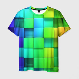 Мужская футболка 3D с принтом Кубики в Новосибирске, 100% полиэфир | прямой крой, круглый вырез горловины, длина до линии бедер | абстракции | геометрия