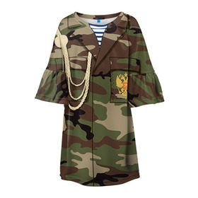 Детское платье 3D с принтом Армейская форма в Новосибирске, 100% полиэстер | прямой силуэт, чуть расширенный к низу. Круглая горловина, на рукавах — воланы | 23 | армейская | армия | дембель | защитник | камуфляж | отечества | солдат | тельняшка | февраля | форма