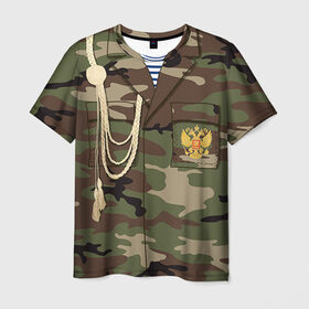 Мужская футболка 3D с принтом Армейская форма в Новосибирске, 100% полиэфир | прямой крой, круглый вырез горловины, длина до линии бедер | 23 | армейская | армия | дембель | защитник | камуфляж | отечества | солдат | тельняшка | февраля | форма