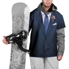 Накидка на куртку 3D с принтом Жених в Новосибирске, 100% полиэстер |  | бутоньерка | жених | костюм | муж | пиджак | свадьба | семья