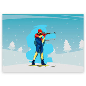 Поздравительная открытка с принтом Биатлон в Новосибирске, 100% бумага | плотность бумаги 280 г/м2, матовая, на обратной стороне линовка и место для марки
 | biathlon | sport | winter | биатлон | биатлонисты | зимние виды спорта | спорт | стрельба