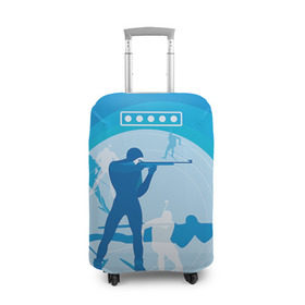 Чехол для чемодана 3D с принтом Биатлон в Новосибирске, 86% полиэфир, 14% спандекс | двустороннее нанесение принта, прорези для ручек и колес | biathlon | sport | winter | биатлон | биатлонисты | зимние виды спорта | спорт | стрельба