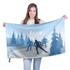 Флаг 3D с принтом Биатлон в Новосибирске, 100% полиэстер | плотность ткани — 95 г/м2, размер — 67 х 109 см. Принт наносится с одной стороны | biathlon | sport | winter | биатлон | биатлонисты | зимние виды спорта | спорт | стрельба