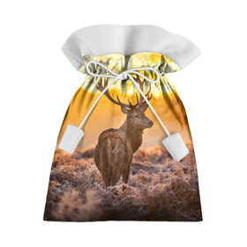 Новогодний 3D мешок с принтом Обернувшийся олень в Новосибирске, 100% полиэстер | Размер: 29*39 см | Тематика изображения на принте: живой принт который выделит вас из любой толпызакат | животное | красота | лес | невероятно тёплый | олень | рога | тайга