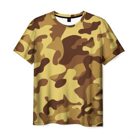 Мужская футболка 3D с принтом Пустынный камуфляж в Новосибирске, 100% полиэфир | прямой крой, круглый вырез горловины, длина до линии бедер | camo | camouflage | military | камо