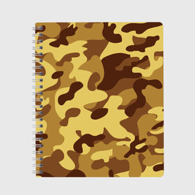 Тетрадь с принтом Пустынный камуфляж в Новосибирске, 100% бумага | 48 листов, плотность листов — 60 г/м2, плотность картонной обложки — 250 г/м2. Листы скреплены сбоку удобной пружинной спиралью. Уголки страниц и обложки скругленные. Цвет линий — светло-серый
 | camo | camouflage | military | камо