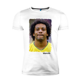 Мужская футболка премиум с принтом Марсело (Marcelo) в Новосибирске, 92% хлопок, 8% лайкра | приталенный силуэт, круглый вырез ворота, длина до линии бедра, короткий рукав | бразилия