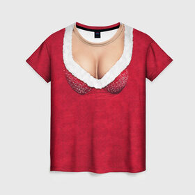 Женская футболка 3D с принтом Костюм снегурочки в Новосибирске, 100% полиэфир ( синтетическое хлопкоподобное полотно) | прямой крой, круглый вырез горловины, длина до линии бедер | 2016 | body | год | грудь | идеальное тело | костюм | лифчик | новогодний | новый | с новым годом | снегурочка