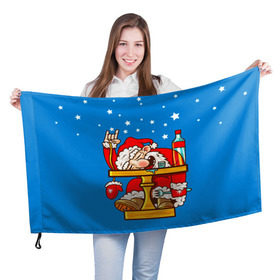 Флаг 3D с принтом Дед мороз в Новосибирске, 100% полиэстер | плотность ткани — 95 г/м2, размер — 67 х 109 см. Принт наносится с одной стороны | happy new year | new year | santa | santa claus | дед мороз | новый год | с новым годом | санта клаус | снежинки