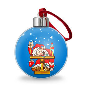 Ёлочный шар с принтом Дед мороз в Новосибирске, Пластик | Диаметр: 77 мм | happy new year | new year | santa | santa claus | дед мороз | новый год | с новым годом | санта клаус | снежинки
