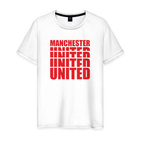 Мужская футболка хлопок с принтом Manchester United red в Новосибирске, 100% хлопок | прямой крой, круглый вырез горловины, длина до линии бедер, слегка спущенное плечо. | manchester | united | манчестер | юнайтед