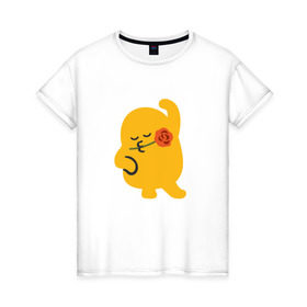 Женская футболка хлопок с принтом Mi-mi в Новосибирске, 100% хлопок | прямой крой, круглый вырез горловины, длина до линии бедер, слегка спущенное плечо | супер для тех у кого отличное настроениесмайлики swag emoji