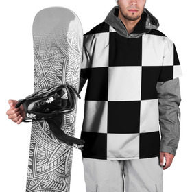 Накидка на куртку 3D с принтом Клетка в Новосибирске, 100% полиэстер |  | белый | черно белый | черный | шахматная