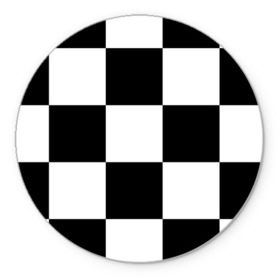 Коврик круглый с принтом Клетка в Новосибирске, резина и полиэстер | круглая форма, изображение наносится на всю лицевую часть | белый | черно белый | черный | шахматная
