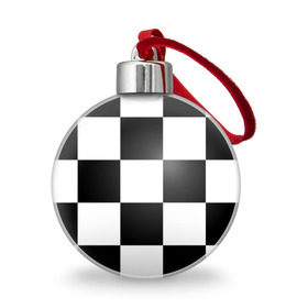 Ёлочный шар с принтом Клетка в Новосибирске, Пластик | Диаметр: 77 мм | белый | черно белый | черный | шахматная