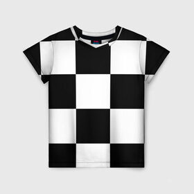 Детская футболка 3D с принтом Клетка в Новосибирске, 100% гипоаллергенный полиэфир | прямой крой, круглый вырез горловины, длина до линии бедер, чуть спущенное плечо, ткань немного тянется | белый | черно белый | черный | шахматная