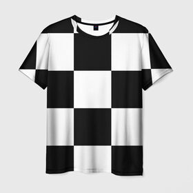 Мужская футболка 3D с принтом Клетка в Новосибирске, 100% полиэфир | прямой крой, круглый вырез горловины, длина до линии бедер | Тематика изображения на принте: белый | черно белый | черный | шахматная