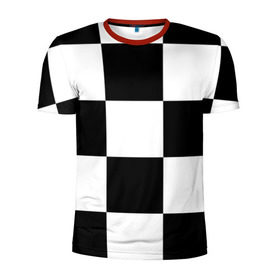 Мужская футболка 3D спортивная с принтом Клетка в Новосибирске, 100% полиэстер с улучшенными характеристиками | приталенный силуэт, круглая горловина, широкие плечи, сужается к линии бедра | белый | черно белый | черный | шахматная
