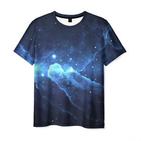 Мужская футболка 3D с принтом Космос в Новосибирске, 100% полиэфир | прямой крой, круглый вырез горловины, длина до линии бедер | галактика | звезды | туманность