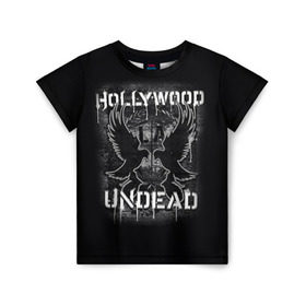 Детская футболка 3D с принтом Hollywood Undead в Новосибирске, 100% гипоаллергенный полиэфир | прямой крой, круглый вырез горловины, длина до линии бедер, чуть спущенное плечо, ткань немного тянется | Тематика изображения на принте: хип хоп