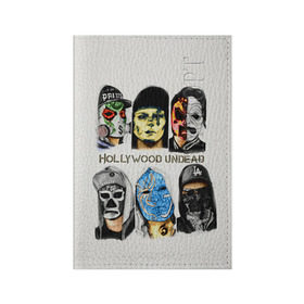 Обложка для паспорта матовая кожа с принтом Hollywood Undead в Новосибирске, натуральная матовая кожа | размер 19,3 х 13,7 см; прозрачные пластиковые крепления | Тематика изображения на принте: хип хоп