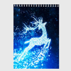 Скетчбук с принтом Новогодний олень в Новосибирске, 100% бумага
 | 48 листов, плотность листов — 100 г/м2, плотность картонной обложки — 250 г/м2. Листы скреплены сверху удобной пружинной спиралью | Тематика изображения на принте: christmas | deer | год | рождество