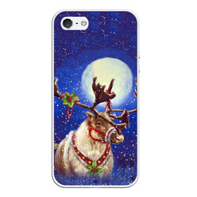 Чехол силиконовый для Телефон Apple iPhone 5/5S с принтом Christmas deer в Новосибирске, Силикон | Область печати: задняя сторона чехла, без боковых панелей | 2016 | christmas | deer | год | новогодний | новый | олень | рождественский | с новым годом