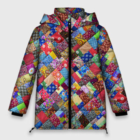 Женская зимняя куртка 3D с принтом Лоскутное шитьё в Новосибирске, верх — 100% полиэстер; подкладка — 100% полиэстер; утеплитель — 100% полиэстер | длина ниже бедра, силуэт Оверсайз. Есть воротник-стойка, отстегивающийся капюшон и ветрозащитная планка. 

Боковые карманы с листочкой на кнопках и внутренний карман на молнии | лоскут | одежда | текстура | ткань | шитьё