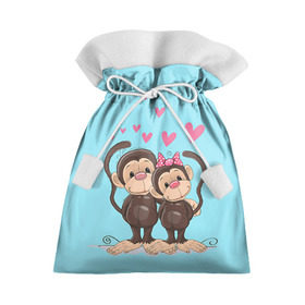 Подарочный 3D мешок с принтом Обезьянки в Новосибирске, 100% полиэстер | Размер: 29*39 см | 2016 | год | любовь | мартышка | новый | обезьяна | с новым год