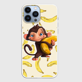 Чехол для iPhone 13 Pro Max с принтом Обезьяна с бананом в Новосибирске,  |  | Тематика изображения на принте: мартышка | обезьяна