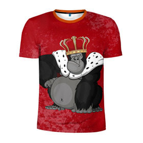 Мужская футболка 3D спортивная с принтом Обезьяна король в Новосибирске, 100% полиэстер с улучшенными характеристиками | приталенный силуэт, круглая горловина, широкие плечи, сужается к линии бедра | 2016 | год | король | корона | мартышка | новый | обезьяна | с новым год