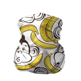 Бандана-труба 3D с принтом Обезьянки и бананы в Новосибирске, 100% полиэстер, ткань с особыми свойствами — Activecool | плотность 150‒180 г/м2; хорошо тянется, но сохраняет форму | банан