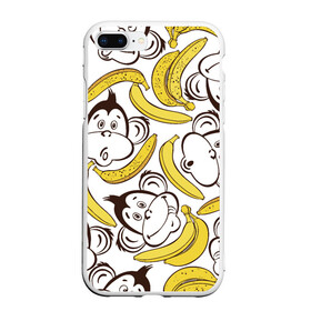 Чехол для iPhone 7Plus/8 Plus матовый с принтом Обезьянки и бананы в Новосибирске, Силикон | Область печати: задняя сторона чехла, без боковых панелей | Тематика изображения на принте: банан