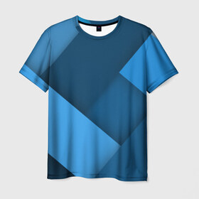 Мужская футболка 3D с принтом Абстракт в Новосибирске, 100% полиэфир | прямой крой, круглый вырез горловины, длина до линии бедер | геометрия | синий
