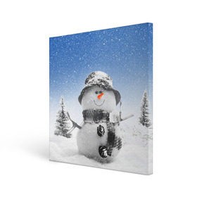 Холст квадратный с принтом Снеговик в Новосибирске, 100% ПВХ |  | 2016 | winter | год | зима | мартышка | новогодний | новый | обезьяна | обезьянка | подарок | с новым годом | снег | снеговик