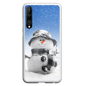 Чехол для Honor P30 с принтом Снеговик в Новосибирске, Силикон | Область печати: задняя сторона чехла, без боковых панелей | 2016 | winter | год | зима | мартышка | новогодний | новый | обезьяна | обезьянка | подарок | с новым годом | снег | снеговик